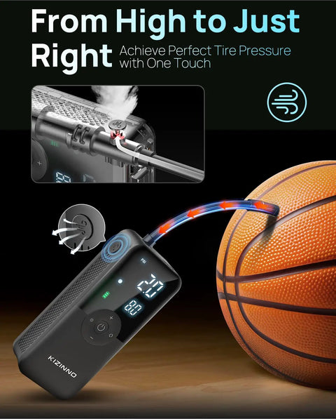 On The Go Portable Electric Bike Pump With Digital Pressure Gauge For Bike E-Bike And Motorcycle Ultra Lightweight One Pound Inflator With Built In Hose And Valve Storage Quick 150 PSI Presta And Schrader Compatible