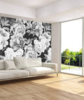 Black And White Peonies Watercolor Floral Wallpaper Mural Dope Look For Bedroom And Living Room Not Peel And Stick 141 X 96 Inches, Cut Into 7 Strips, Paste Required, Easy Assembly in modern living room.