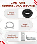 Heavy Duty Trailer Ramp Door Spring Kit TSAP780 accessories: nylon rollers, cable drums, bearing brackets for 7ft trailers.
