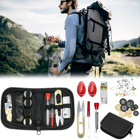 Rugged Tactical Sewing Kit For Field Repairs With Heavy Duty Nylon Zipper Case Military Buttons And Three Large Thread Spools