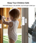 Child near door with Loud Wireless Door And Window Alarm Pack Easy Install Magnetic Sensor Burglar Alarm System For Home Office Kids Safety
