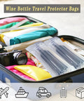 Wine Bottle Travel Protector Bags Set With Pump 10 Inflatable Air Column Cushions in a suitcase for travel