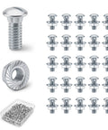 Heavy Duty Garage Door Track Bolt Kit Quarter Twenty Five Eighth Inch Hex Washer Head Screws with lock washers and fasteners.