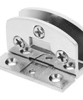 Heavy Duty Stainless Steel Glass Door Hinges With No Sweat Drill Free Mount For Tempered Glass Panels, angled view showcasing craftsmanship.