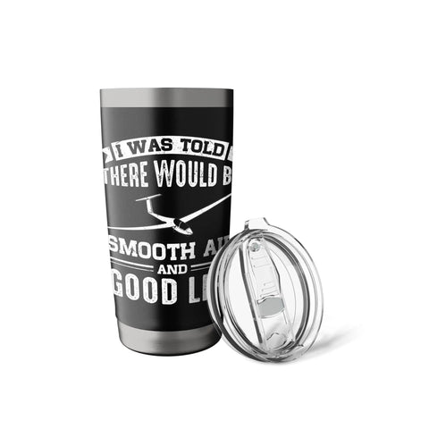 Glider Pilot Stainless Steel Insulated Tumbler For Sailplane Fans And Aviation Enthusiasts with lid detached
