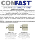 Instructions on using 3/16 Inch By 2-1/4 Inch Concrete Screws Set With 410 Stainless Steel Self-Tapping Hex Head And Diamond Point in masonry.