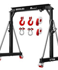 Heavy Duty Gantry Crane 6600 Lbs Capacity With Adjustable Height 8.53 To 12.47 Feet Steel I Beam Construction Portable Shop Hoist