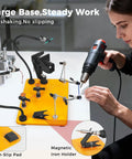 All-In-One Helping Hands Soldering Station with 5X Magnifying Lamp, magnetic flexible arms, and 360-degree soldering clamps in use