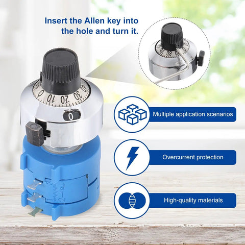 Two Pack 3590S-2 1K Ohm Rotary Potentiometer, Precision Multi Turn Wirewound Potentiometer with top knob, blue base