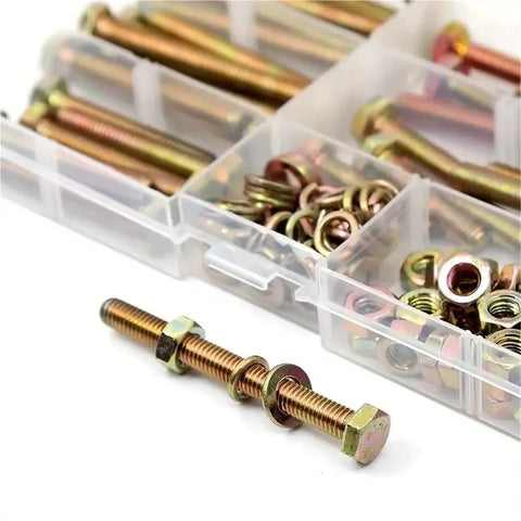 144 Piece M6 Hex Bolts Nuts Washers Set Six Sizes 20 To 70mm Beefy Heavy Duty Stainless Steel Fastener Kit for garage use