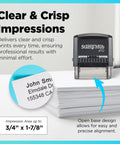 Self Inking Custom Stamp With Up To 6 Lines, Personalize Return Address Or Office Name, Easy Ink Cartridge Swap shown with text sample