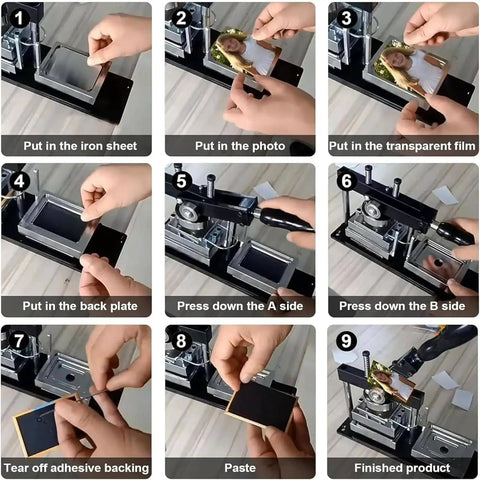 Step-by-step guide using Dope DIY Fridge Magnet Maker Kit With Photo Magnet Machine And Press System for photo magnets.