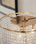 Close-up view of Raindrop Crystal Floor Lamp With French Gold Finish Sparkling Glass Bead Lighting For Bedroom Or Living Room Brings Romantic Vibe And Elegant Gift For Wedding Or Birthday Decor