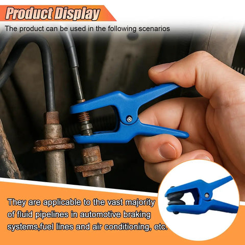 4 Piece Fluid Line Stopper Kit For Automotive Repair Durable Stop Clamp Set in blue used on brake lines