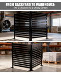Double Layer Privacy Fence Four Panel Heavy Duty Wrought Iron Screen For Maximum Backyard Privacy in warehouse setting