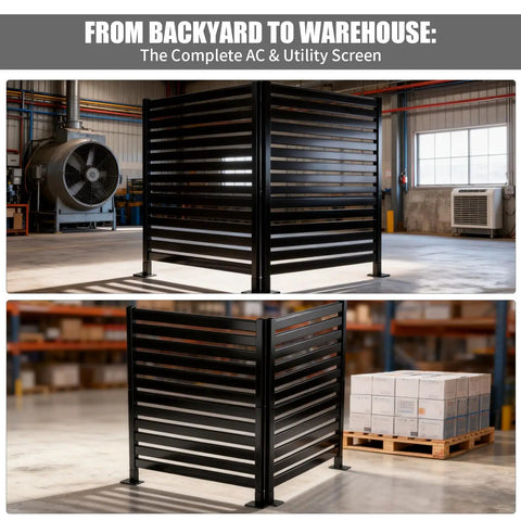 Double Layer Privacy Fence Four Panel Heavy Duty Wrought Iron Screen For Maximum Backyard Privacy in warehouse setting