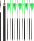 Crossbow Bolts 20 Inch Carbon Shaft Arrows With Replaceable Screw In Tips Green Feather Fletching 12 Pack 125 Grain