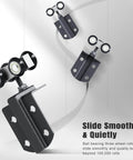 Exterior Sliding Barn Door Hardware Kit With Box Rail Track Beefed Up 450Lb Capacity Black Weather Resistant Steel Roller