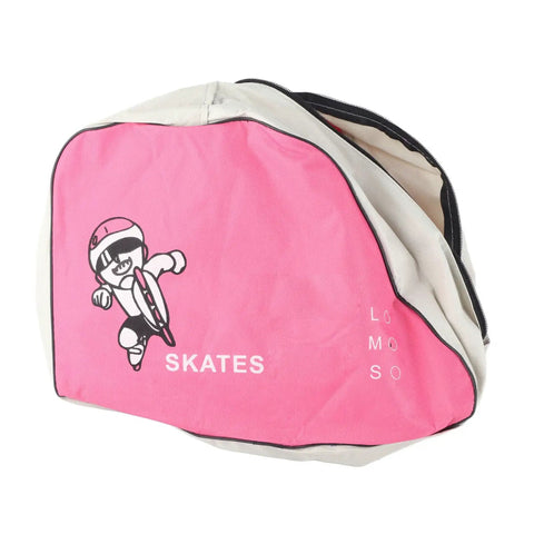 Pink skate bag with illustration, suitable for Adjustable Inline Skates For Kids With Breathable Mesh And Light Up Wheels Outdoor Roller Blades