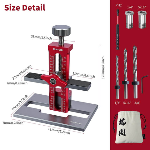 Three In One Cabinet Door Mounting Jig With Support Base For Frameless Or Face Frame Cabinets, Adjustable Aluminum Alloy Hardware Jig