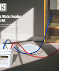 Tankless Water Heater Flushing Kit with One Quarter Horsepower Submersible Sump Pump Two Adapters Three Gallon Pail in use