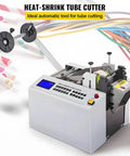Heavy Duty Heat Shrink Tube Cutter Machine Dead Nuts Precise Cold Cutting Action Adjustable Up To Four Inch Wide And Ten Meter Max Length Touchscreen Controller in use