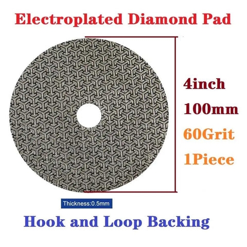 Electroplated Diamond Sanding Paper Sheet Pad 60 Grit 4 Inch Hook And Loop Backing For Metal Glass Porcelain Ceramic Hand Polishing