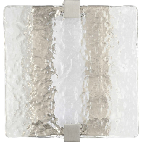 LED Stone Glass Wall Sconce In Brushed Nickel ADA Compliant Modern Dope Lighting For Hallways And Bathrooms Energy Efficient Ambient Glow Easy Mount Hardware, featuring clear stone glass shade and brushed nickel frame