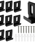 Heavy Duty Metal Mirror Holder Clips Kit For Frameless Wall Mounting With Eight Clips Screws Rubber Pads Anchors And Hooks Go To Choice For Mirrors Billboards And Display Panels, black metal clip set