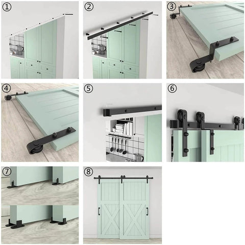 Heavy Duty Sliding Barn Door Rail Beefy Hardware Kit For Double Doors Monorail Track System installation steps