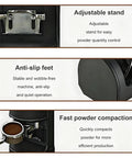 Top Shelf 58mm Electric Coffee Tamper With Knockout Durability And Quick Pressure Adjustment For No Sweat Espresso Extraction That Pops Out Professional Shots Straight To Your Home Setup, featuring adjustable stand and anti-slip feet.
