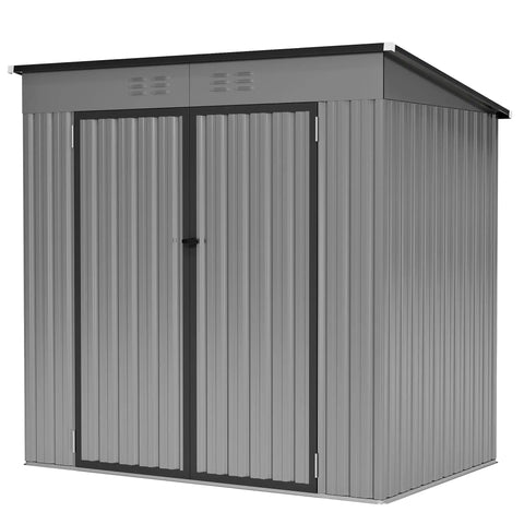 6 By 4 Ft Heavy Duty Metal Storage Shed With Sloped Roof And Lockable Door For All Season Outdoor Storage In Grey