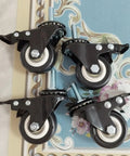 Straight Up Heavy Duty Silent Pu Caster Wheels 4 Pack 2 Inch Lockable Swivel with M10x25mm Screw Insert on a decorative surface.