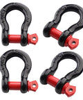 4 Pack 1/2 Inch D Ring Shackles Heavy Duty Tow Shackles With Screw Pin For Winch And Off Road Vehicle Recovery 12 Ton Break Strength Red And Black