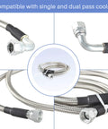 Close-up of 6AN Stainless Steel Braided Transmission Cooler Hose Line Kit For TH350 TH400 showing braided design and fittings.