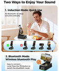 Induction Phone Stand With Bluetooth Speaker HD Sound Dope Gift For Him Dorm Essentials Anti Slip Phone Holder Gadget Black