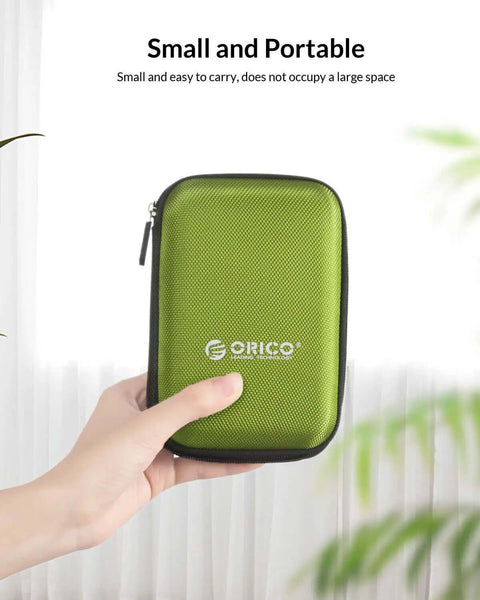 Keep Your Gear Tight With This Tough 2.5 Inch Hard Drive Case Designed For External SSD Storage And Portable Electronic Organizer in green, held in hand.