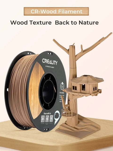 Wood Filament PLA For 3D Printing, 1.75 mm Diameter, 1kg Spool, Smooth Silk Finish With Real Wood Look next to tree model