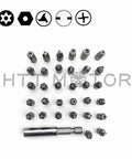 Drop Dead Tough Tamper Proof Security Bit Set Loaded With Rock Solid Phillips Torx And Hex Magnetic Drivers For Power Drills And Impact Guns 33 Piece Chrome Vanadium Steel Kit displayed with various bit types.
