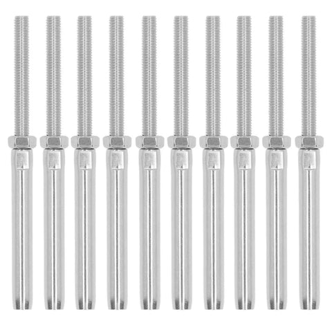 Heavy Duty Stainless Steel Cable Railing Hardware Kit With Thread Swage Lag Screws M10 5mm arranged in a row