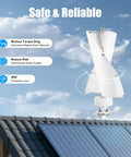 100W Vertical Axis Wind Turbine Kit With Controller And 2 Blades For Home Use installed on roof with blue sky background