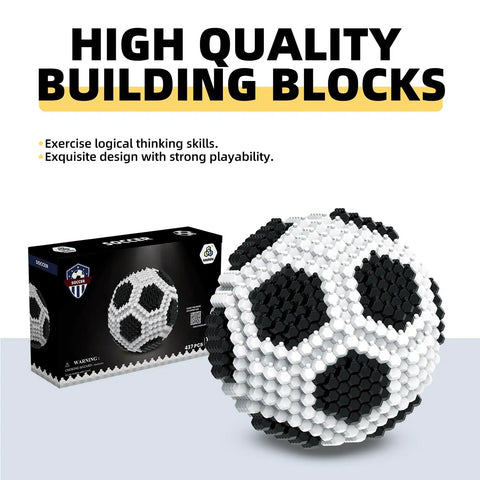 Soccer Themed 437 Piece STEM Building Block Set For Teens And Adults With 3D Polyhedral Spherical Blocks For Hands On Learning And Creative Decor And Skill Building Projects, 437-piece ABS soccer ball with box