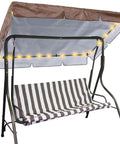 LED Lighted Patio Swing Canopy Replacement Top Waterproof 2-3 Seat Shade Awning Cover For Garden Outdoor Brown 76.8x48.4 Inch