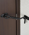Beefy Heavy Duty Stainless Steel Barn Door Hook Latch Set With Screws 4 And A Quarter Inch Rust Resistant Eye And Hook Latch installed on door