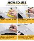 Steps showing how to use Snow White Pearl Touch Up Paint For Kia - Quick Easy Scratch Fix Kit With Color Matched 2 In 1 Scratch Remover Pen Exact Shade SWP VIN And Paint Code Tips For A No Hassle Auto Body Touch Up on car scratches.