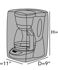 Diagram of Keepsakes Quilted Coffee Maker Cover with dimensions 11"W x 9"D x 15"H, slip-on design for countertop storage, black.