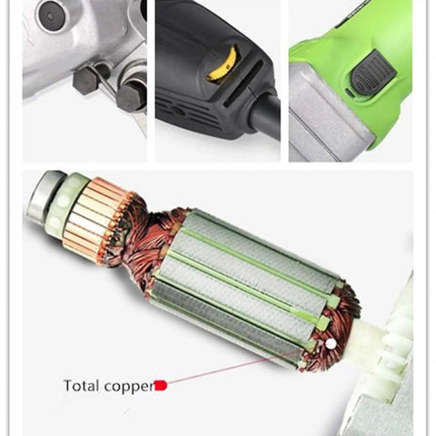 Close-up of the motor components of the 800W Professional Electric Tube Pipe Belt Polisher Sander Machine with copper parts.