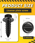 Beefy Black License Plate Screws 100 Pack, Rustproof and Weatherproof, Size 14 by Three Quarter Inch Slotted Hex Head Bolts diagram