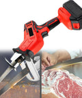 Heavy Duty Cordless Reciprocating Saw Variable Speed Up To 3000 Spm Beast Mode Pure Copper Motor cutting wood and meat.