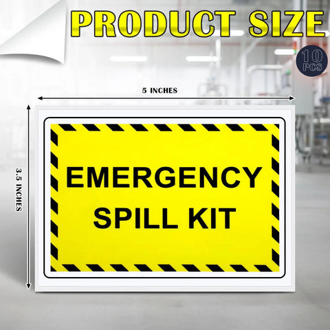 Go To Emergency Spill Kit Label Decals Pack Of Ten Five By Three And A Half Inch Vinyl Self Adhesive Waterproof Safety Signs